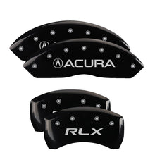 Load image into Gallery viewer, MGP 4 Caliper Covers Engraved Front Acura Engraved Rear RLX Black finish silver ch