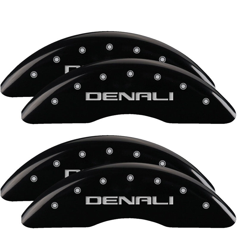 MGP 4 Caliper Covers Engraved Front & Rear Denali Black finish silver ch