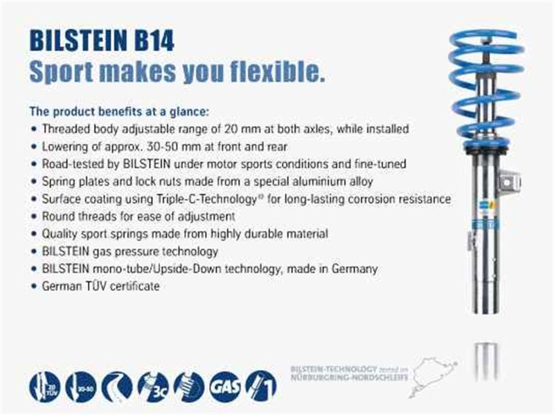 Bilstein B14 2009 Mercedes-Benz C230 Base Front and Rear Suspension Kit