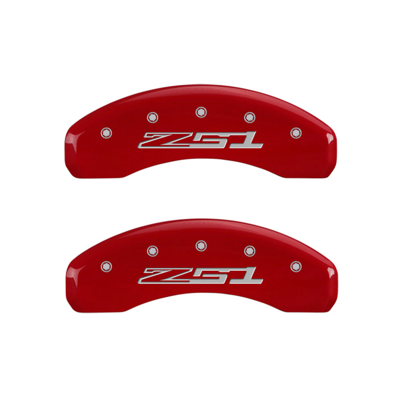 MGP 4 Caliper Covers Engraved Front Corvette C7 Engraved Rear Z51/2015 Red finish silver ch