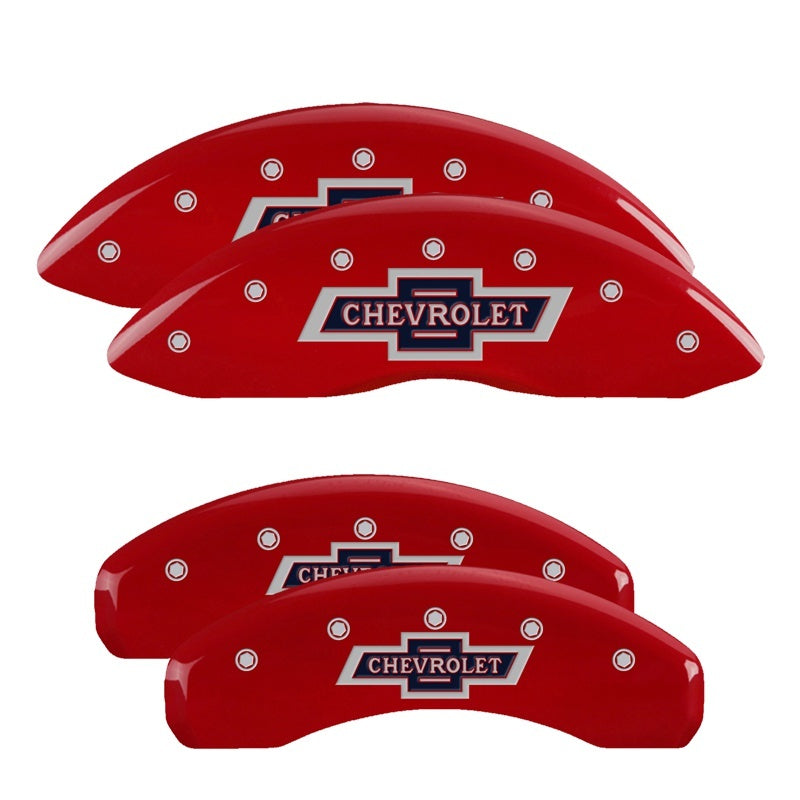 MGP 4 Caliper Covers Engraved Front & Rear Red Powder Coat Finish Silver Charac 100 Anniversary Logo