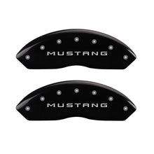 Load image into Gallery viewer, MGP 4 Caliper Covers Engraved Front Mustang Engraved Rear 50 Black finish silver ch