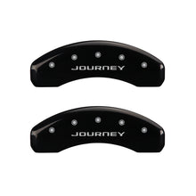 Load image into Gallery viewer, MGP 4 Caliper Covers Engraved Front &amp; Rear With out stripes/Journey Black finish silver ch