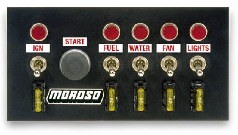 Moroso Toggle Switch Panel - Drag Race - 4in x 7.75in - Five On/Off Switches