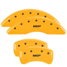 Load image into Gallery viewer, MGP 4 Caliper Covers Engraved Front &amp; Rear MGP Yellow Finish Black Char 2000 Nissan Maxima