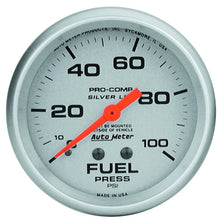 Load image into Gallery viewer, Autometer 66.7mm METRIC 0-100 PSI Fuel Pressure Liquid Filled Mechanical Silver Gauge