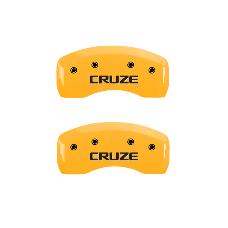 MGP 4 Caliper Covers Engraved Front & Rear Cruze Yellow Finish Black Char 2016 Chevrolet Cruze