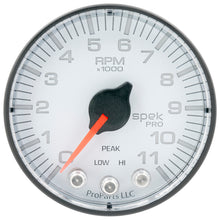 Load image into Gallery viewer, Autometer Spek-Pro Gauge Tach 2 1/16in 11K Rpm W/ Shift Light &amp; Peak Mem Wht/Blk