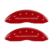 Load image into Gallery viewer, MGP 4 Caliper Covers Engraved Front &amp; Rear With out stripes/Durango Red finish silver ch