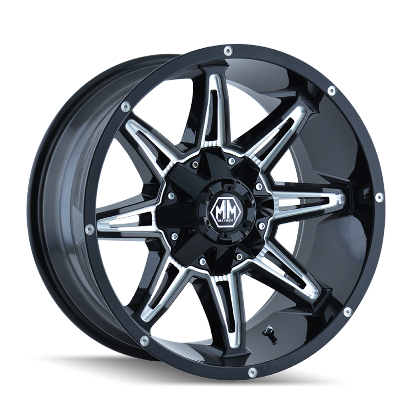 Mayhem 8090 Rampage 17x9 / 8x165.1 BP / 18mm Offset / 130.8mm Hub Black w/ Milled Spokes Wheel