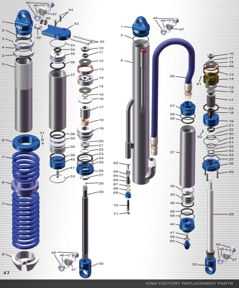 King Shocks Mount Rubber Reservoir - Blue