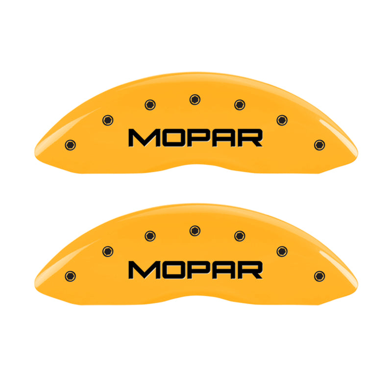 MGP Front set 2 Caliper Covers Engraved Front MOPAR Yellow finish black ch