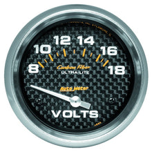 Load image into Gallery viewer, Autometer Carbon Fiber 2-5/8in 18V Electric Voltmeter Gauge