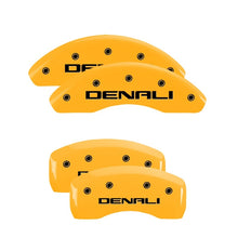 Load image into Gallery viewer, MGP 4 Caliper Covers Engraved Front &amp; Rear Denali Yellow finish black ch