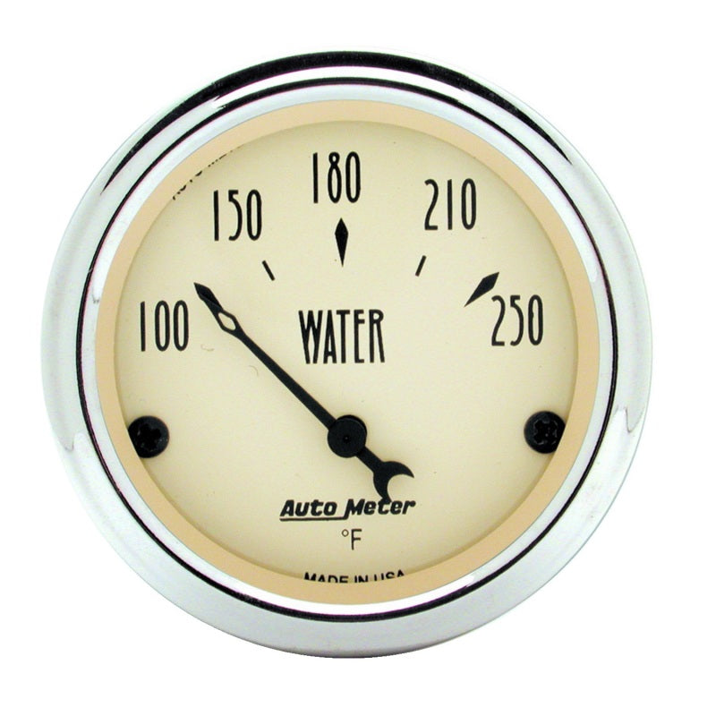 Autometer 2-1/16 inch Electric Water Temperature 250 Deg F Antique Beige Gauge