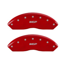 Load image into Gallery viewer, MGP 4 Caliper Covers Engraved Front &amp; Rear GMC Red finish silver ch