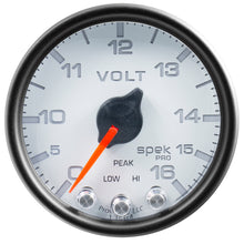 Load image into Gallery viewer, Autometer Spek-Pro Gauge Voltmeter 2 1/16in 16V Stepper Motor W/Peak &amp; Warn Wht/Blk