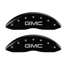 Load image into Gallery viewer, MGP 4 Caliper Covers Engraved Front &amp; Rear Denali Black finish silver ch