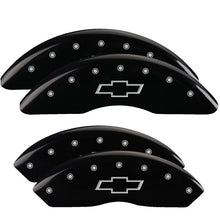 Load image into Gallery viewer, MGP 4 Caliper Covers Engraved Front &amp; Rear Bowtie Black finish silver ch