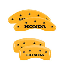 Load image into Gallery viewer, MGP 4 Caliper Covers Engraved Front Honda Engraved Rear H Logo Yellow finish black ch