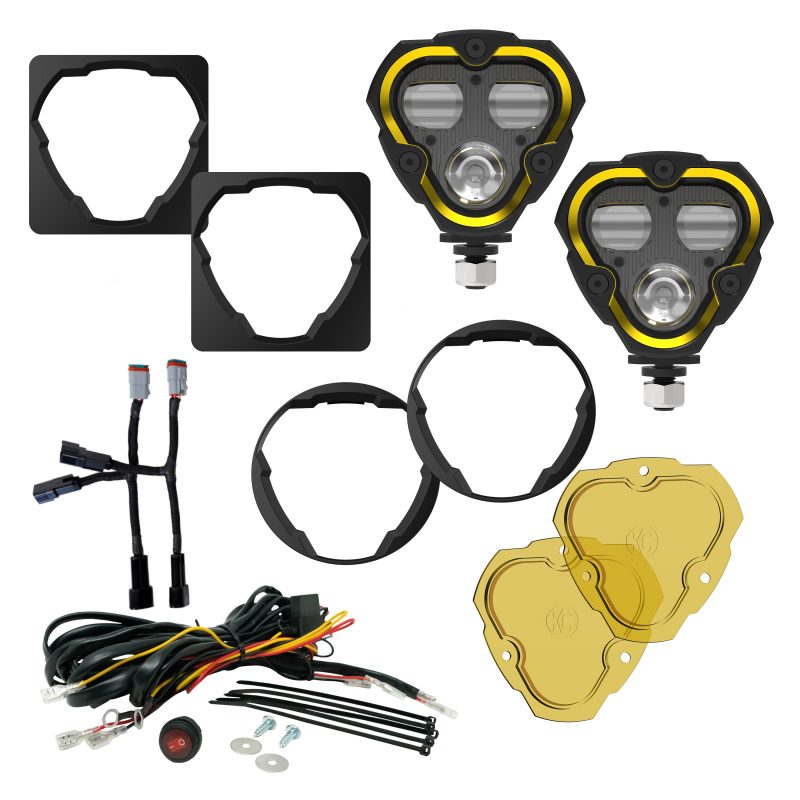 KC HiLiTES FLEX ERA 3 Dual Mode SAE Fog Lights - 2-Light Master Kit for Jeep Aftermarket Bumpers