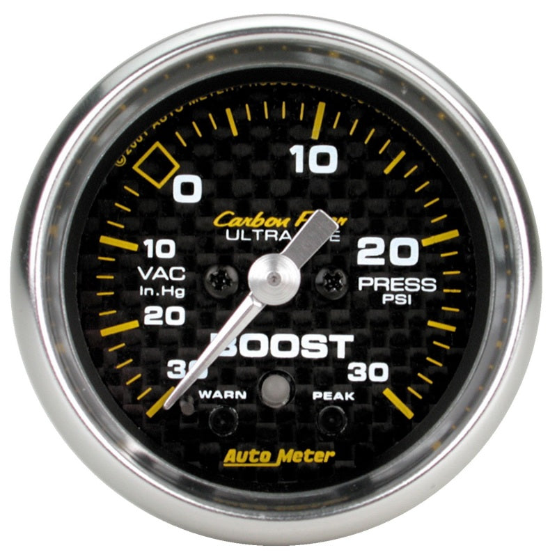 Autometer Carbon Fiber 52mm 30 PSI Electronic Boost gauge