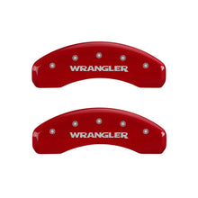 Load image into Gallery viewer, MGP 4 Caliper Covers Engraved Front &amp; Rear WRANGLER Red finish silver ch