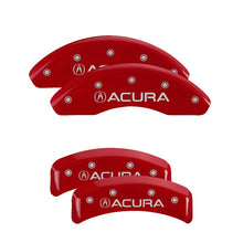 Load image into Gallery viewer, MGP 4 Caliper Covers Engraved Front &amp; Rear Acura Red finish silver ch