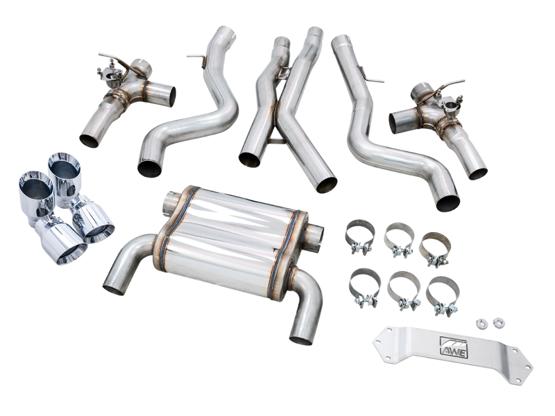 AWE Tuning BMW F8X M3/M4 Track Edition Catback Exhaust - Chrome Silver Tips