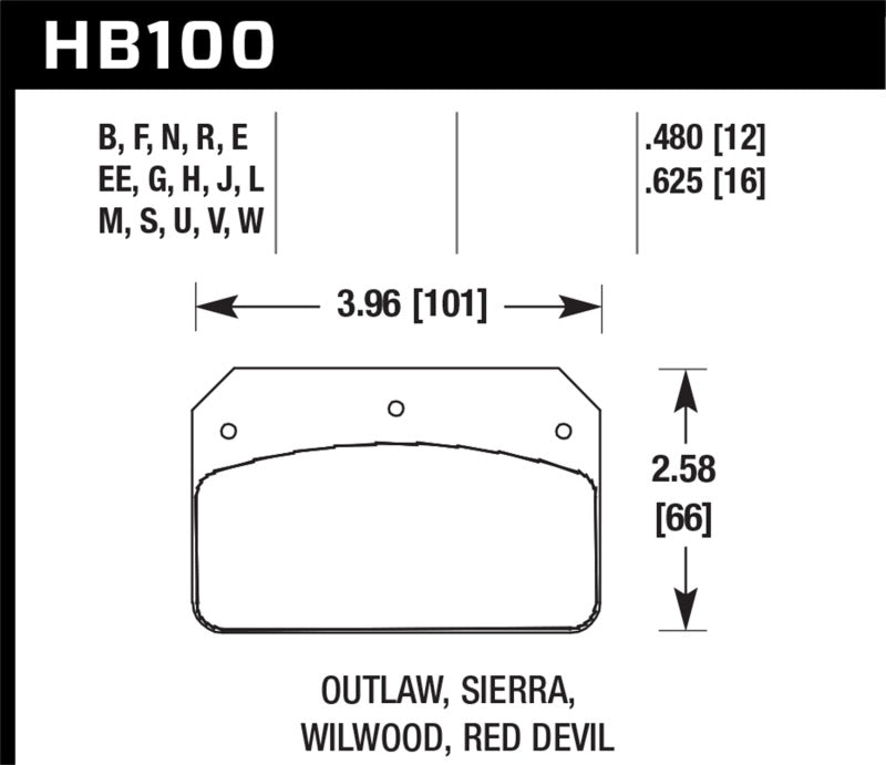 Hawk Wilwood DL Outlaw / Sierra DTC-50 Brake Pads