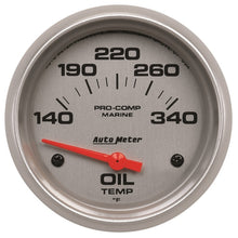 Load image into Gallery viewer, Autometer Marine Silver Ultra Lite Electric Oil Temperature Gauge 2-5/8in 140-300 Deg F