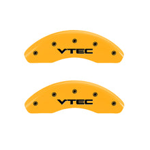 Load image into Gallery viewer, MGP 4 Caliper Covers Engraved Front &amp; Rear Vtech Yellow finish black ch