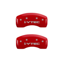 Load image into Gallery viewer, MGP 4 Caliper Covers Engraved Front &amp; Rear I-Vtec Red Finish Silver Char 2007 Honda Civic