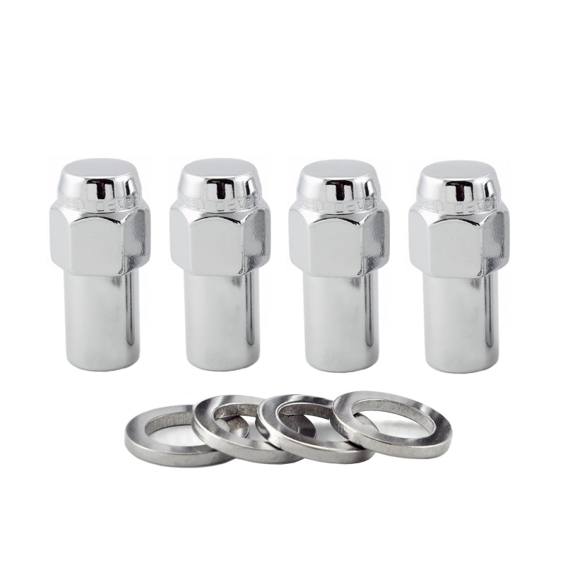 McGard Hex Lug Nut (Long Shank - .946in.) M12X1.5 / 13/16 Hex / 1.85in. Length (4-pack) - Chrome