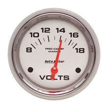 Load image into Gallery viewer, AutoMeter Gauge Voltmeter 2-5/8in. 18V Electric Marine Chrome