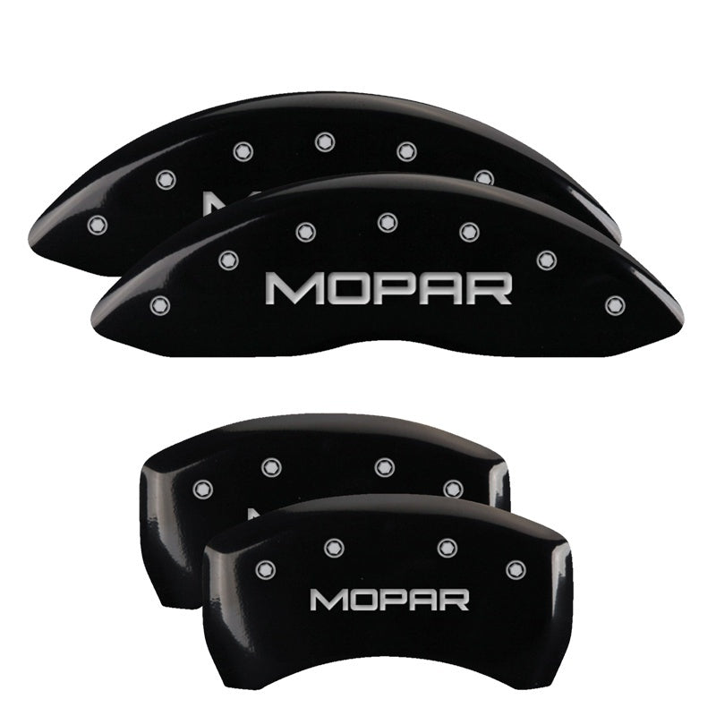 MGP 4 Caliper Covers Engraved Front & Rear Style 1/Chrysler Wing Black finish silver ch