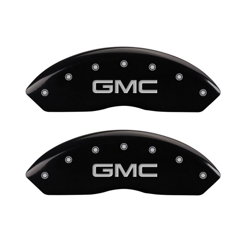 MGP 4 Caliper Covers Engraved Front & Rear Denali Black finish silver ch