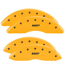 Load image into Gallery viewer, MGP 4 Caliper Covers Engraved Front &amp; Rear MGP Yellow Finish Black Char 2010 Dodge Ram 2500