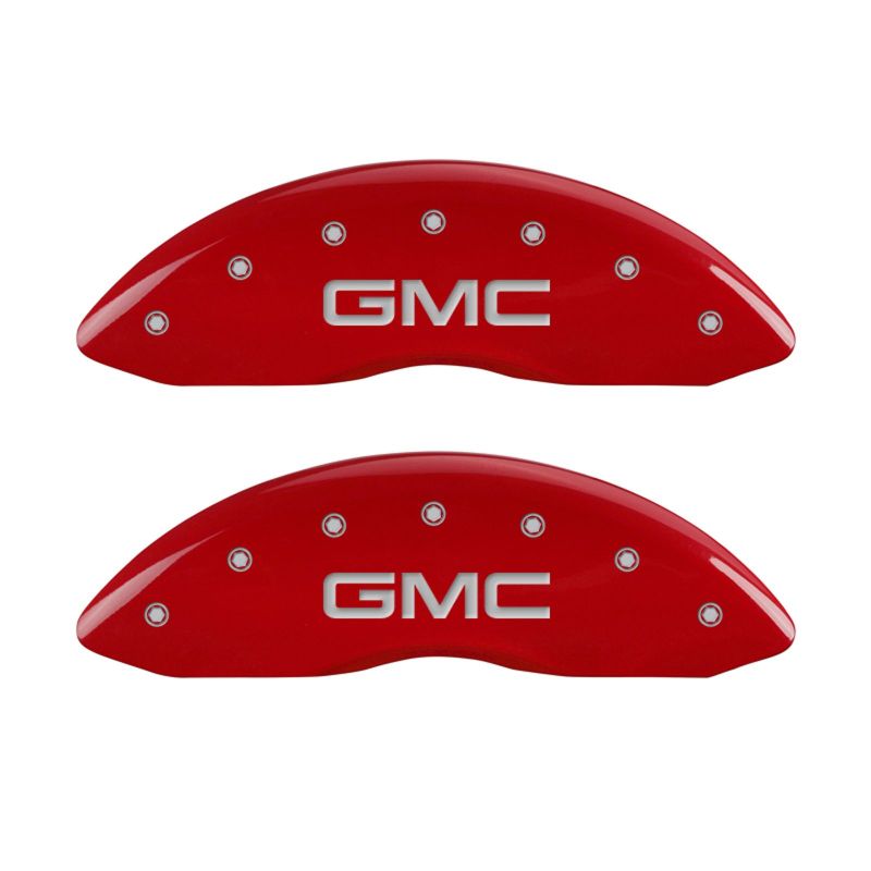 MGP 4 Caliper Covers Engraved Front & Rear GMC Red finish silver ch