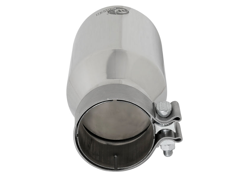 aFe MACH Force-Xp Univ 304 SS Double-Wall Clamp-On Exhaust Tip - Polished - 3in Inlet - 4.5in Outlet