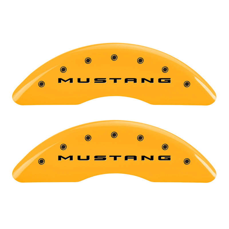 MGP 4 Caliper Covers Engraved Front 2015/Mustang Engraved Rear 2015/37 Yellow finish black ch