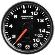 Load image into Gallery viewer, Autometer Spek-Pro Gauge Nitrous Press 2 1/16in 1600psi Stepper Motor W/Peak &amp; Warn Blk/Blk