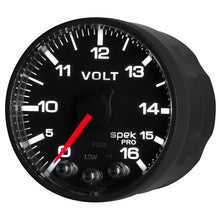 Load image into Gallery viewer, AutoMeter Gauge Voltmeter 2-1/16in. 16V Stepper Motor W/Peak &amp; Warn Blk/Blk Spek-Pro