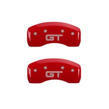 Load image into Gallery viewer, MGP 4 Caliper Covers Engraved Front Mustang Engraved Rear S197/GT Red finish silver ch