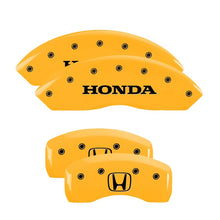 Load image into Gallery viewer, MGP 4 Caliper Covers Engraved Front Honda Rear H Logo Yellow Finish Black Char 2003 Honda Accord