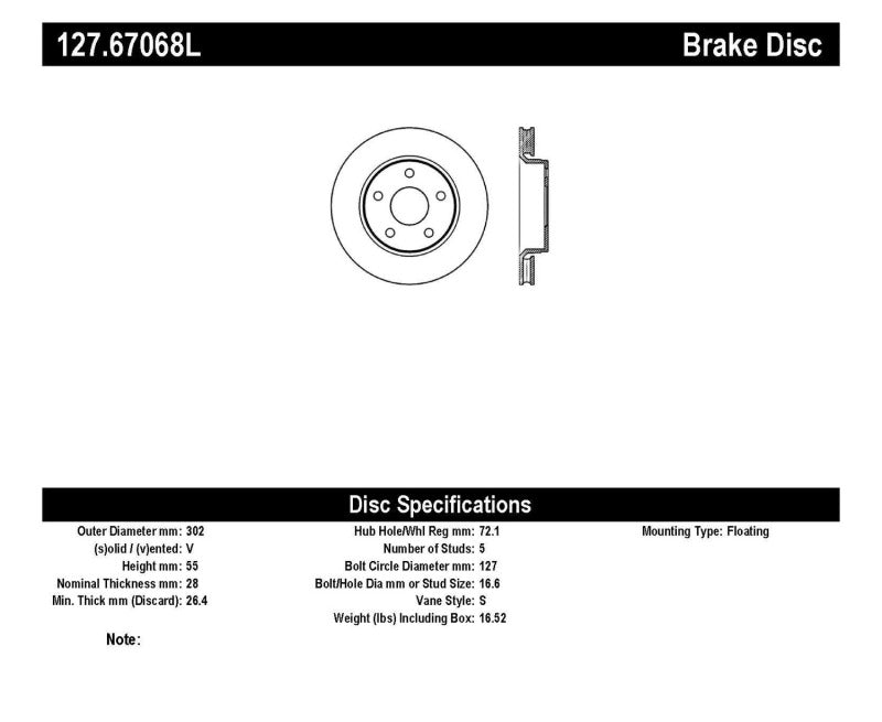 StopTech 07-13 Jeep Wrangler Slotted & Drilled Left Front Rotor