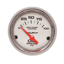 Load image into Gallery viewer, Autometer Ultra-Lite 2-1/16in Electric 100 PSI Oil Pressure Gauge Marine Chrome