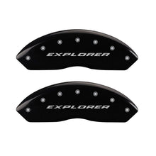 Load image into Gallery viewer, MGP 4 Caliper Covers Engraved Front &amp; Rear Explorer Black finish silver ch