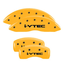 Load image into Gallery viewer, MGP 4 Caliper Covers Engraved Front &amp; Rear i-Vtec Yellow finish black ch