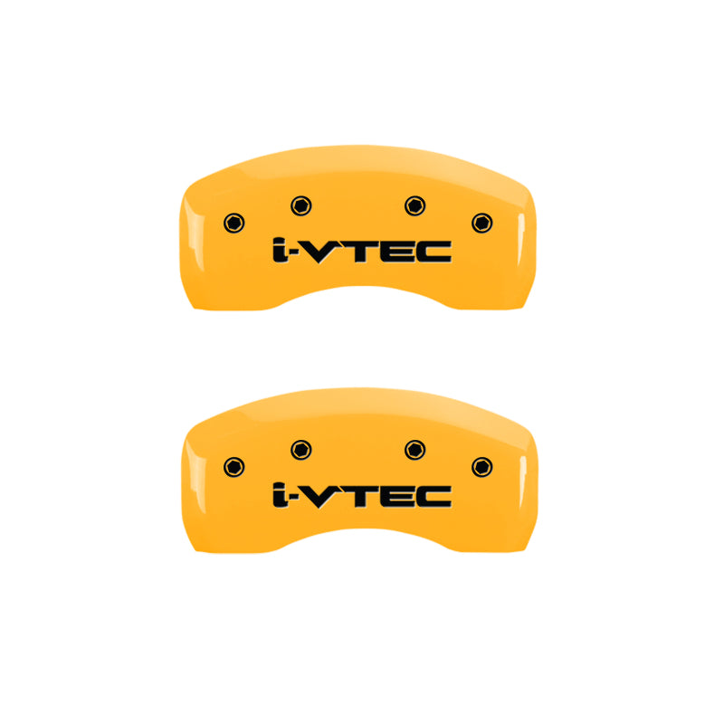 MGP 4 Caliper Covers Engraved F & R I-Vtec Yellow Finish Black Char 2010 Honda Accord Crosstour